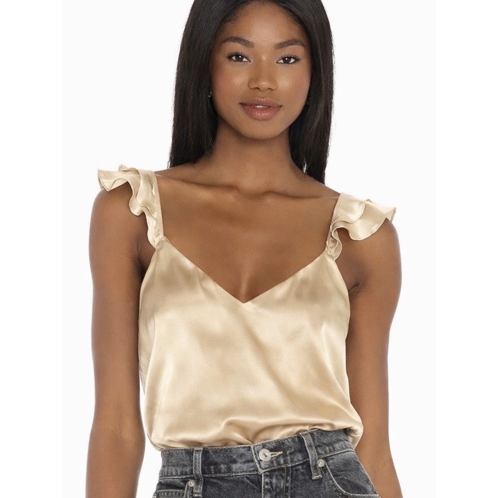 CAMI NYC 100% Silk Camisole Top Gold Champagne Medium NWT